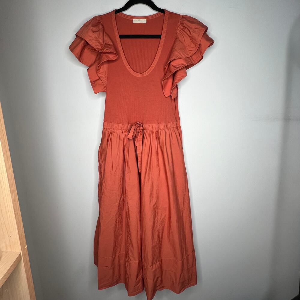 Ulla Johnson Orange Poplin Louise Midi Dress Size… - image 8